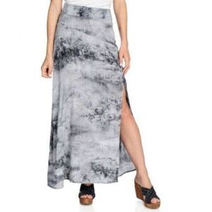NWT- Women’s Ladies Black Gray Tie Dye Style Button Down Maxi Long Skirt- Size L